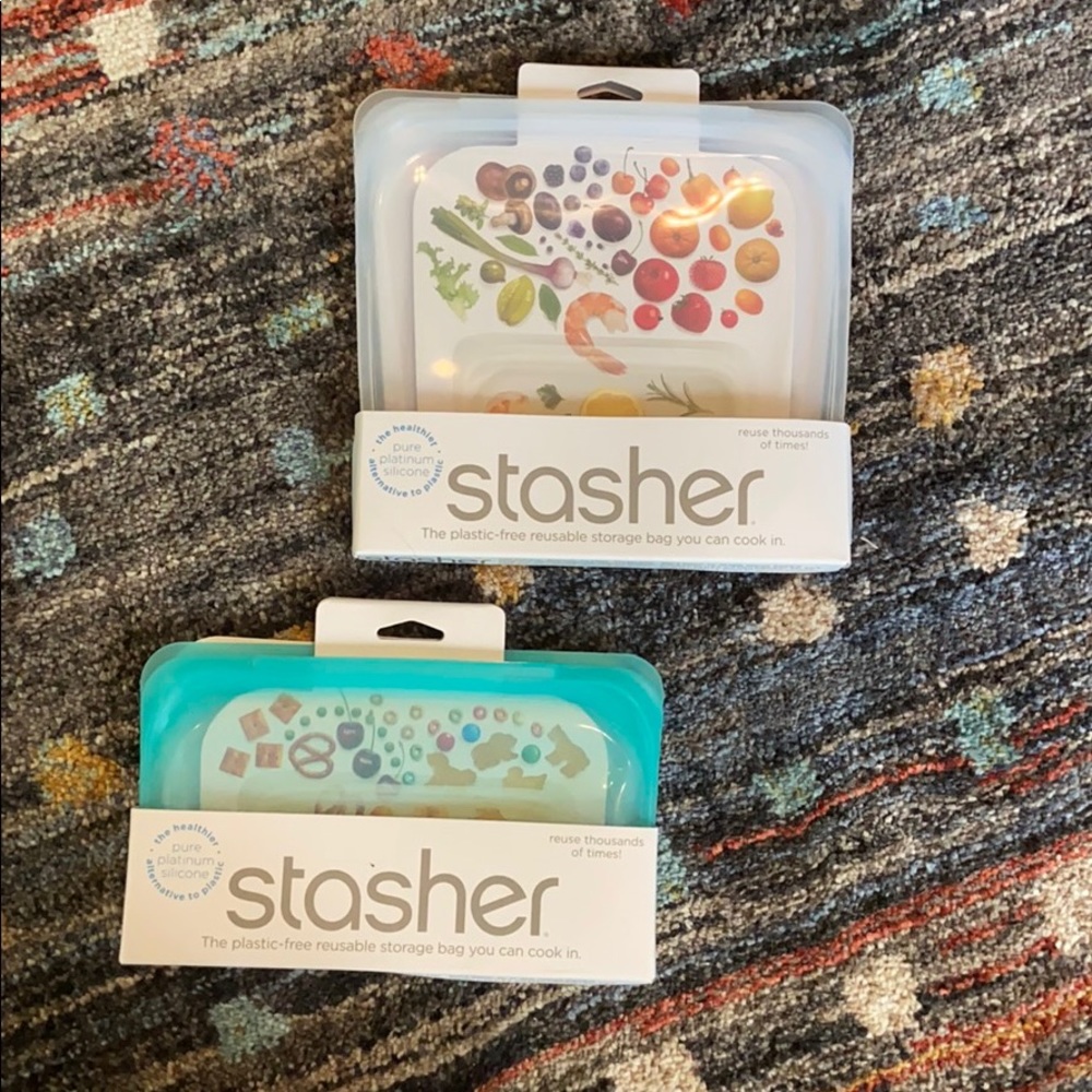 stashed reusable plastic bags